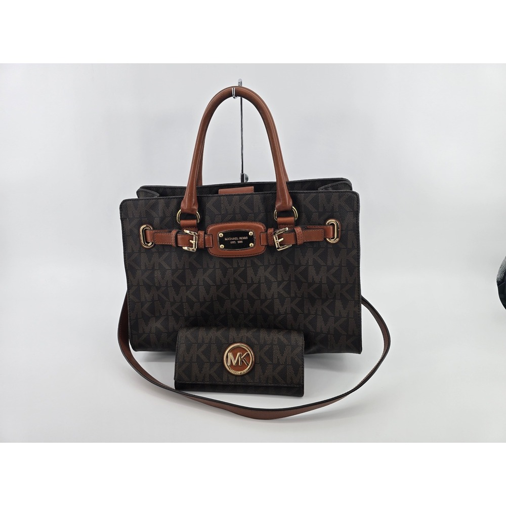 Michael Kors Hamilton Large Tote Bag & Matching Wallet Set - Brown Monogram